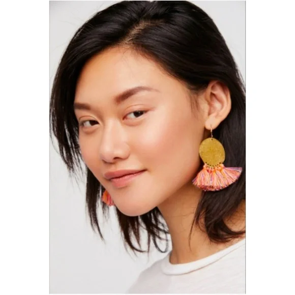 Free People Anthropologie Serefina Tassel Gong Sparkle Earrings - Picture 4 of 8